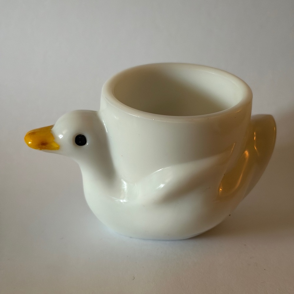 Vintage Milk Glass OPALEX Duck Egg Cup Holder Made in France 2”